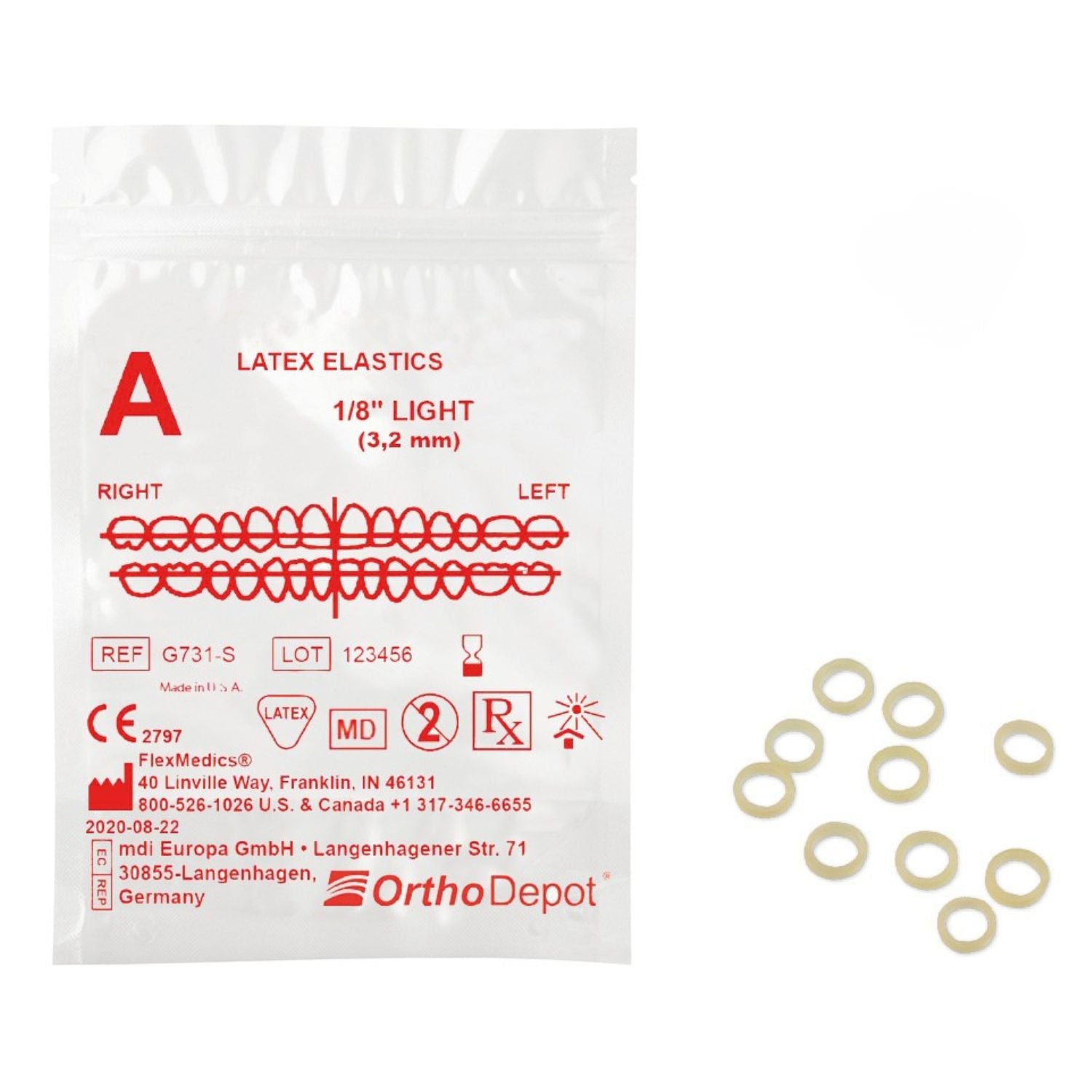 OrthoDepot - Intraorale Elastics, Latex, Durchmesser 1/8" = 3,2 mm